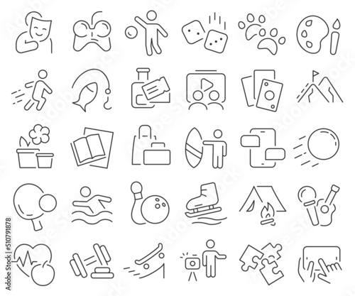 Hobby and lifestyle line icons collection. Thin outline icons pack. Vector illustration eps10