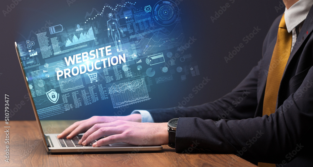 Businessman working on laptop concept Businessman working on laptop concept