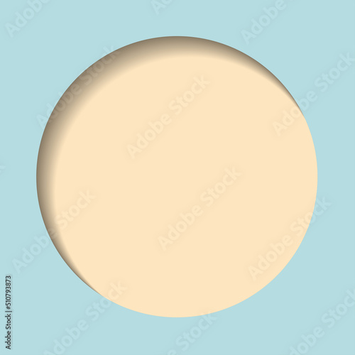 vector illustration in the style of a cut-out postcard with a blue circle and a beige inner part