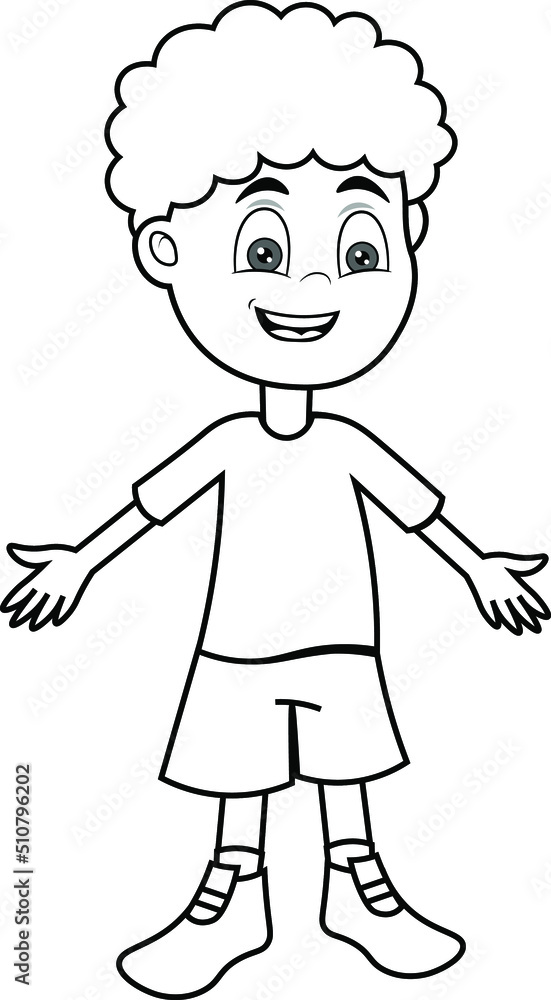 cartoon smiling arabic or african Happy flat child from UAE, Qatar or Egypt. Childhood vector illustration for coloring book cartoon smiling arabic or african Happy flat child from UAE, Qatar or Egypt. Childhood vector illustration for coloring book