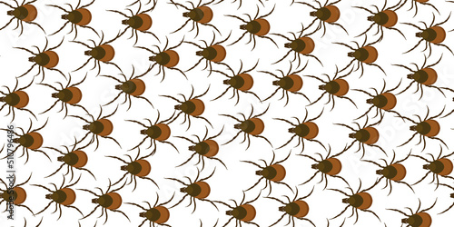 Tick parasite. Dog mite flat style seamless pattern. Great for design parasite pest control, parasites extermination and disinsection service, health sanitary, encephalitic mite fight. Vector