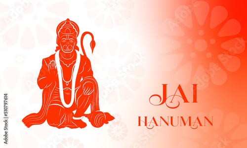 Lord Hanuman or Anjaneya, Hindu god vector isolated. Happy Hanuman Jayanthi festival banner. photo