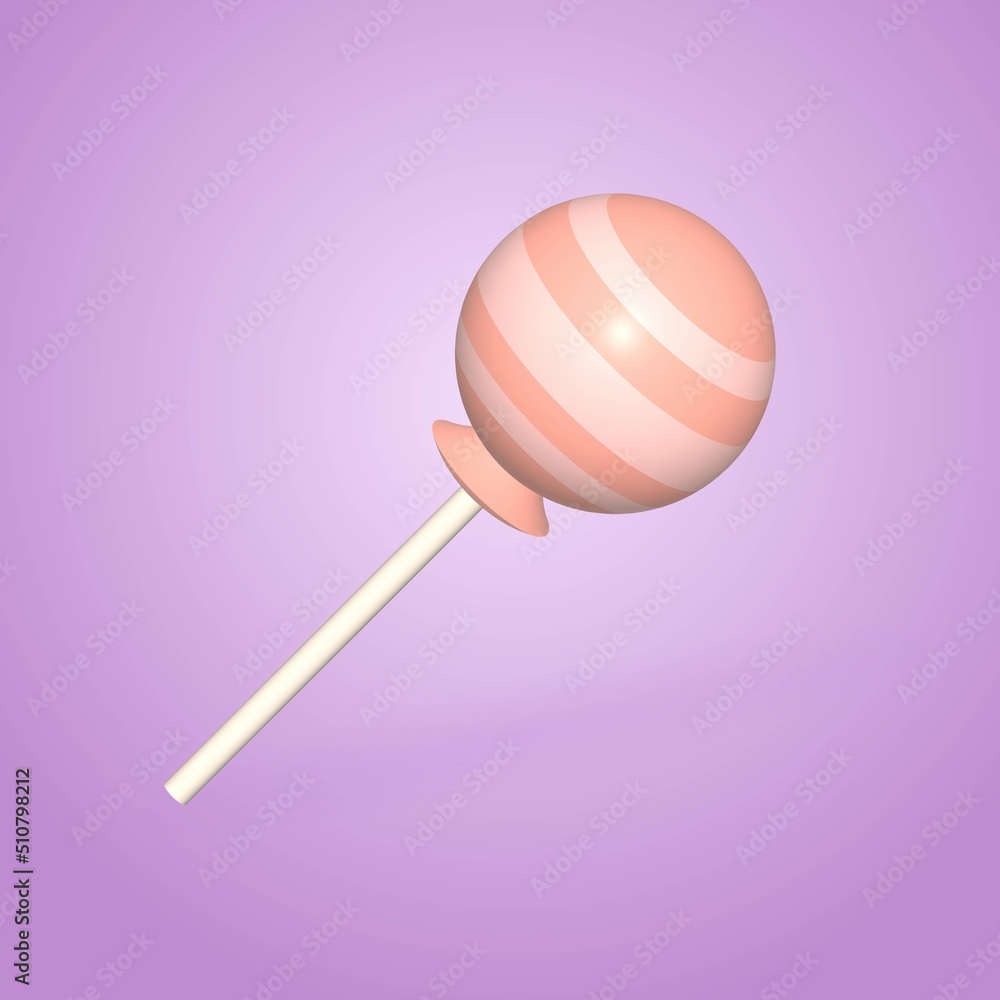 Volumetric 3D illustration of a wrapped lollipop. Volumetric 3D illustration of a wrapped lollipop.