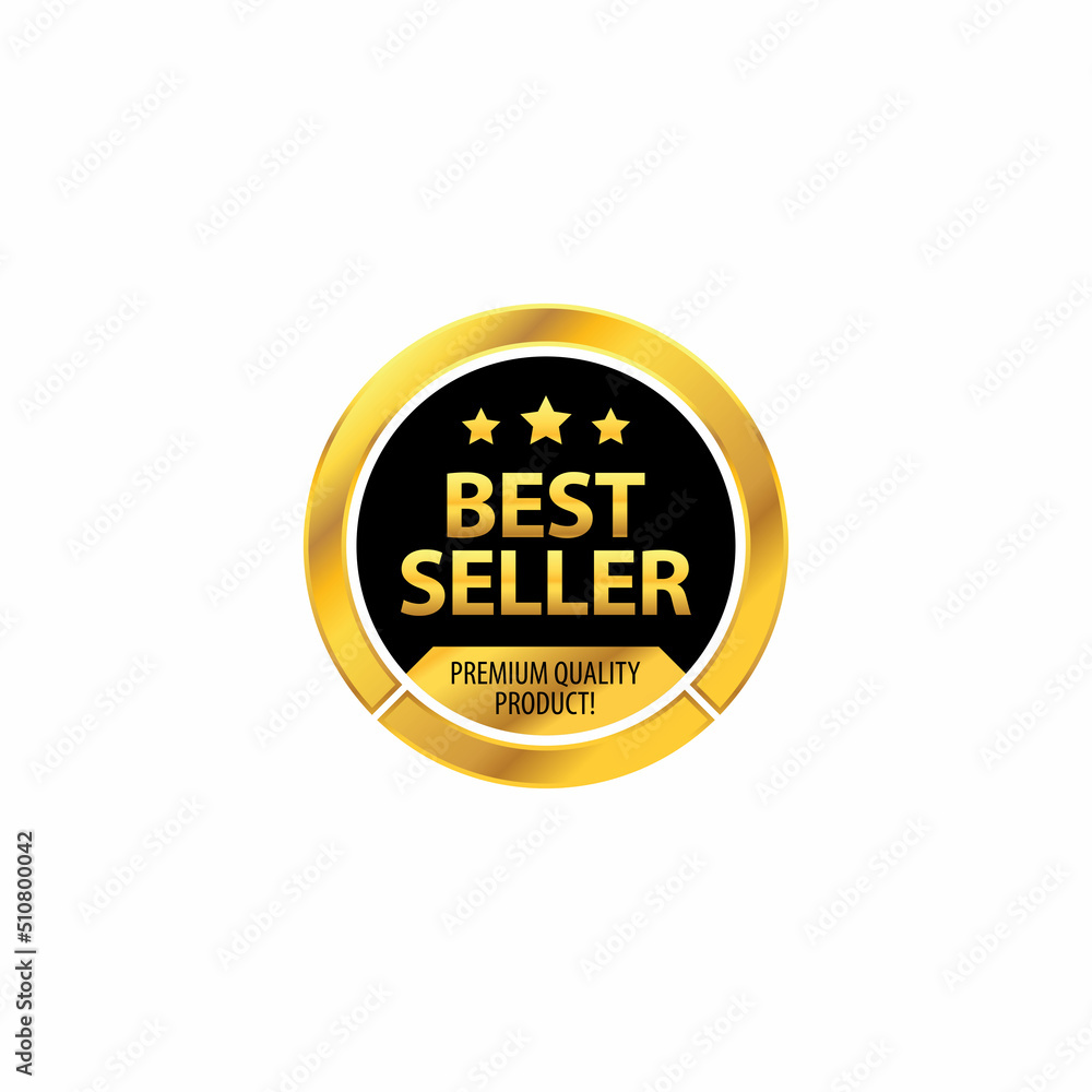bestseller golden label product luxury elegant business icon for product logo design Premium Vector