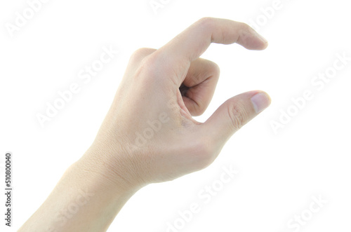 mini size hand sign on white background