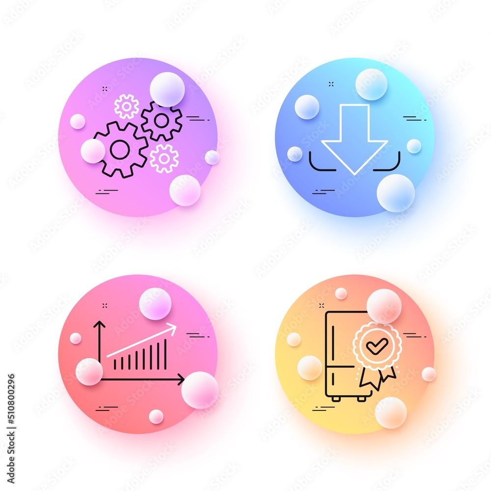 Chart, Cogwheel and Download minimal line icons. 3d spheres or balls buttons. Certified refrigerator icons. For web, application, printing. Presentation chart, Engineering tool, Load file. Vector Chart, Cogwheel and Download minimal line icons. 3d spheres or balls buttons. Certified refrigerator icons. For web, application, printing. Presentation chart, Engineering tool, Load file. Vector