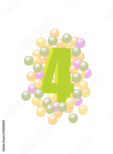 Wallpaper Mural number four in colored balls. Vector illustration. Torontodigital.ca
