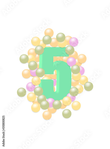 Wallpaper Mural number five in colored balls. Vector illustration. Torontodigital.ca