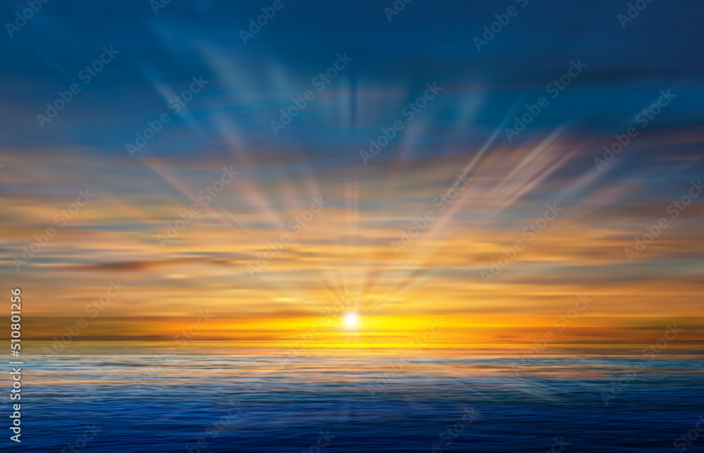 abstract nature background with clouds and ocean sunrise - obrazy, fototapety, plakaty 