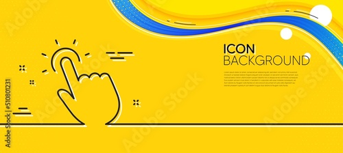 Touchpoint line icon. Abstract yellow background. Click here sign. Touch technology symbol. Minimal touchpoint line icon. Wave banner concept. Vector