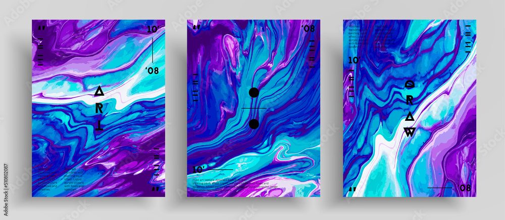Abstract acrylic banner, fluid art vector texture collection. Beautiful background that can be used for design cover, invitation, presentation and etc. Colorful unusual creative surface template.