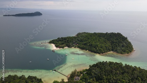 Aerial View of The Manukan, Mamutik and Sapi Islands of Kota Kinabalu, Sabah Malaysia photo