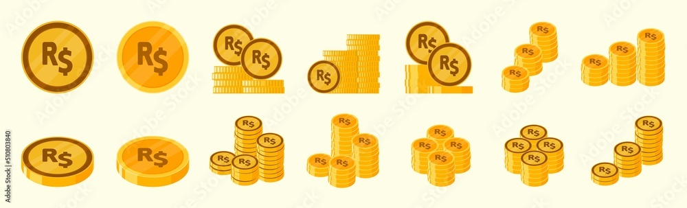 Brazilian Real Coin Icon Set Brazilian Real Coin Icon Set