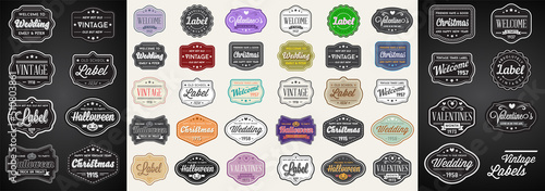 Vector Set of Vintage Retro Styled Premium Design Labels