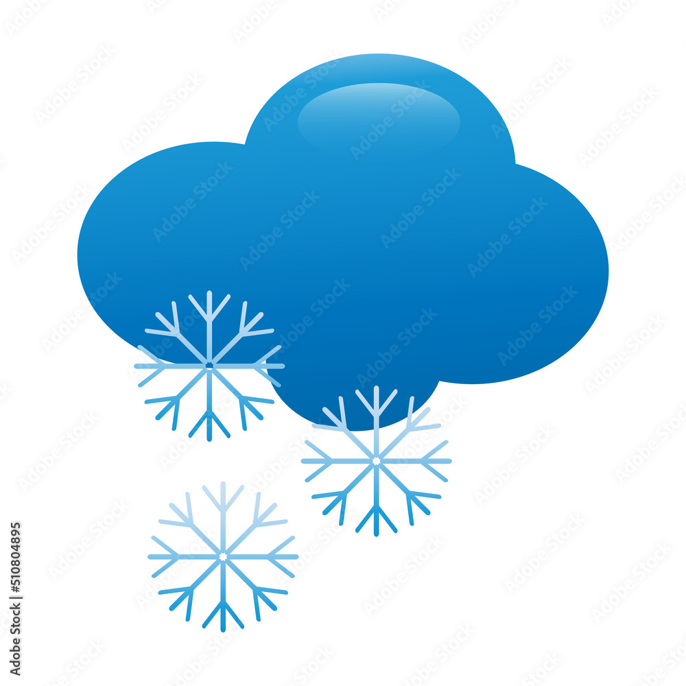 Weather forecast icon on white background. Cloud and snowflakes vector illustration. Meteorological infographics signs.