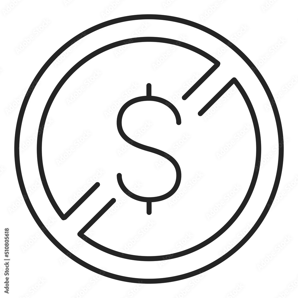 Dollar in a stop sign vector isolated. Icon of prohibition sign with US currency symbol inside.Economy recession and global financial crisis. Dollar in a stop sign vector isolated. Icon of prohibition sign with US currency symbol inside.Economy recession and global financial crisis.