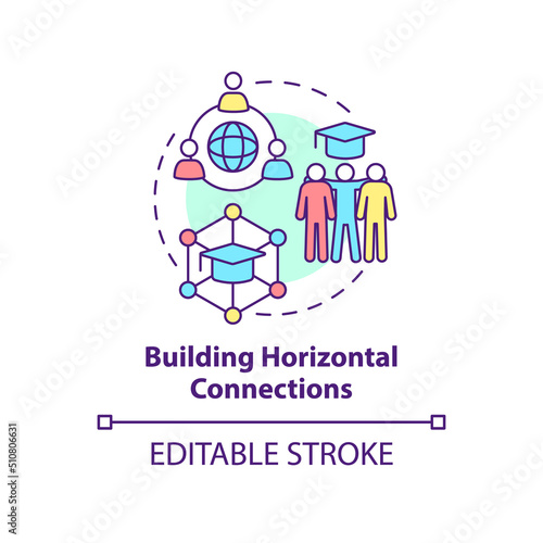 Building horizontal connections concept icon. Principle of learning abstract idea thin line illustration. Isolated outline drawing. Editable stroke. Arial, Myriad Pro-Bold fonts used