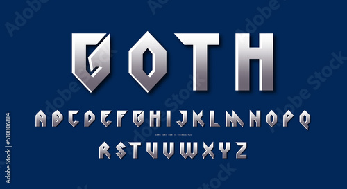 Silver colored and metal chrome geometric sans serif font