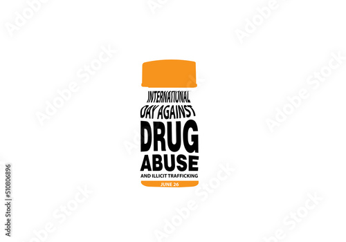 International Day Against Drug Abuse and Illicit Trafficking. Refusing to use illegal drugs is depicted in this flat-style vector illustration. It's a popular choice for campaign posters and banners.