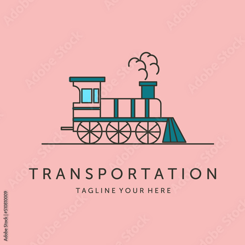 old train locomotive line art logo vector symbol illustration design