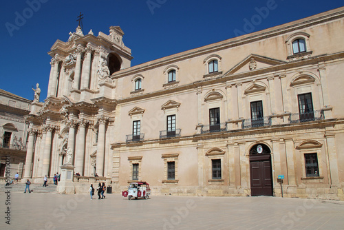 baroque cathedral and archdiocese palace in syracusa in sicily (italy) 