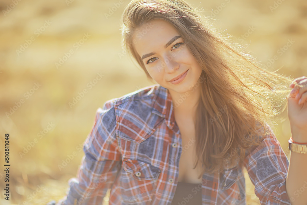 beautiful long hair brunette field summer wind, healthy long hair beautiful girl nature beautiful long hair brunette field summer wind, healthy long hair beautiful girl nature