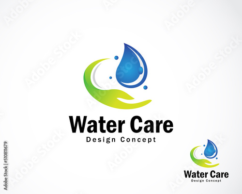 water care logo creative hand design color gradient sign symbol icon nature clean