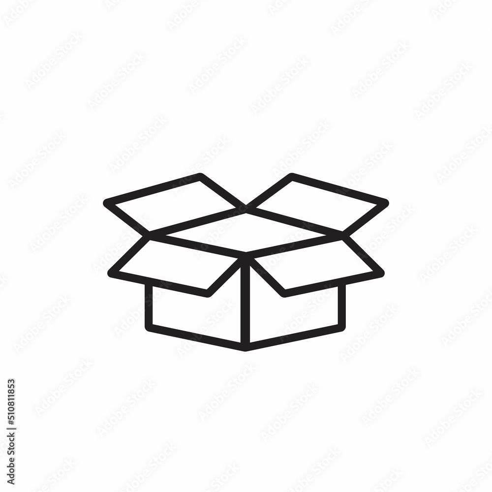 Open cardboard box icon vector in line style Open cardboard box icon vector in line style