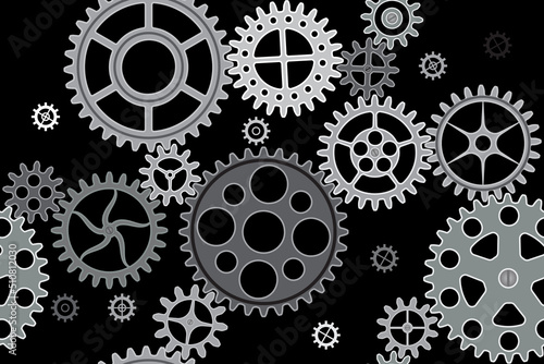 Metal gears for watches or other mechanism seamless pattern
