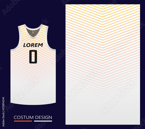 basketball jersey pattern design template. white abstract background with yellow gradient line motif for fabric pattern. basketball, running, football and training jerseys. vector illustration