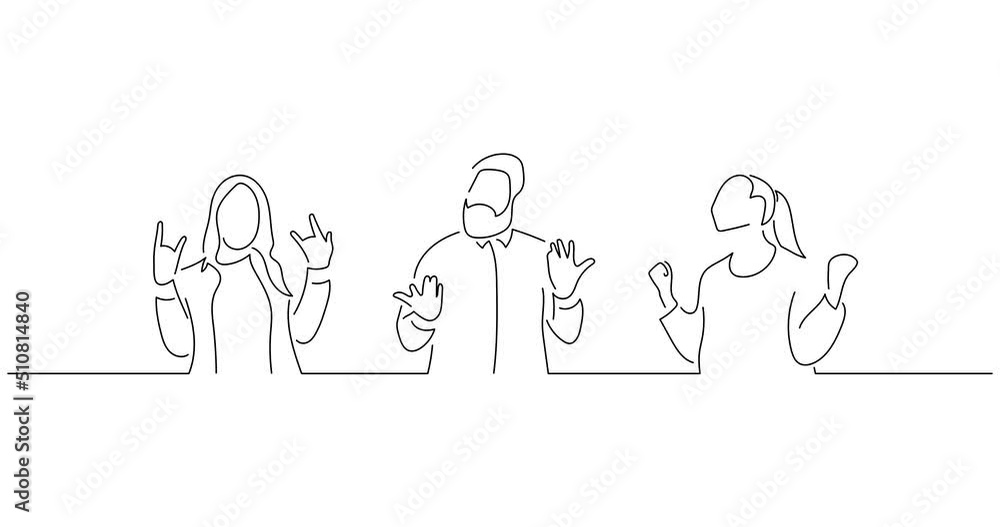 Young people celebrating a win in line art animation. Video footage of three persons raising their arms. Black linear video on white background. Animated gif illustration design. Young people celebrating a win in line art animation. Video footage of three persons raising their arms. Black linear video on white background. Animated gif illustration design.