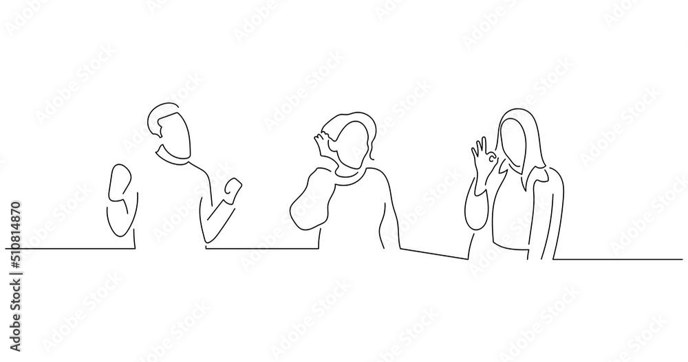 Young people celebrating a win in line art animation. Video footage of three persons raising their arms. Black linear video on white background. Animated gif illustration design. Young people celebrating a win in line art animation. Video footage of three persons raising their arms. Black linear video on white background. Animated gif illustration design.