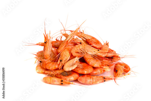 Pile of shrimps isolated on white background © Serhii