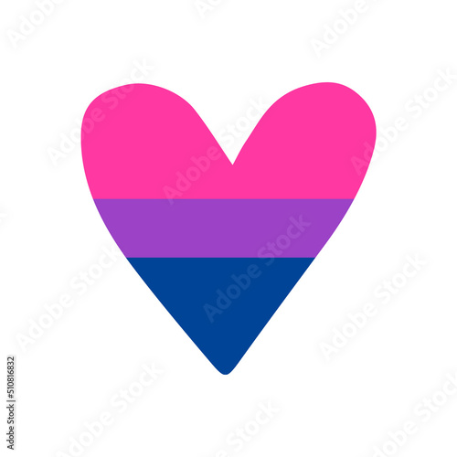 Vector hand drawn doodle sketch bi bisexual flag heart isolated on white background