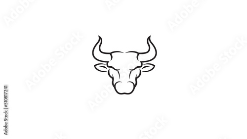 Creation of serious drawn bullfighter head eyeless animal face Vector Logo Design icon symbol illustration	