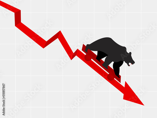 Illustration of bear market and downward trend in stock and economic market 
