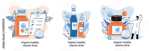 Organic and vitamin full beverage. Vegan detox food and drink. Therapeutic smoothie as healthy diet cocktail, herbal nourishment metaphor. Raw ingredient blend, nutrition for energy diet natural juice