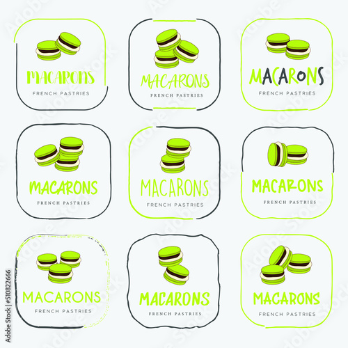 Set of vector logo macaron for bakery and dessert shop.