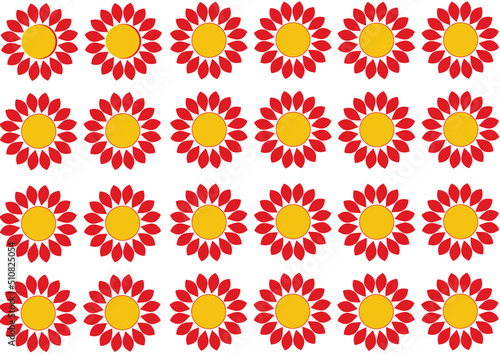 
Yellow red flowers on white background.