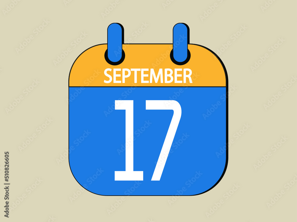 Day 17 september calendar template. Blue calendar for september days. Day 17 september calendar template. Blue calendar for september days.