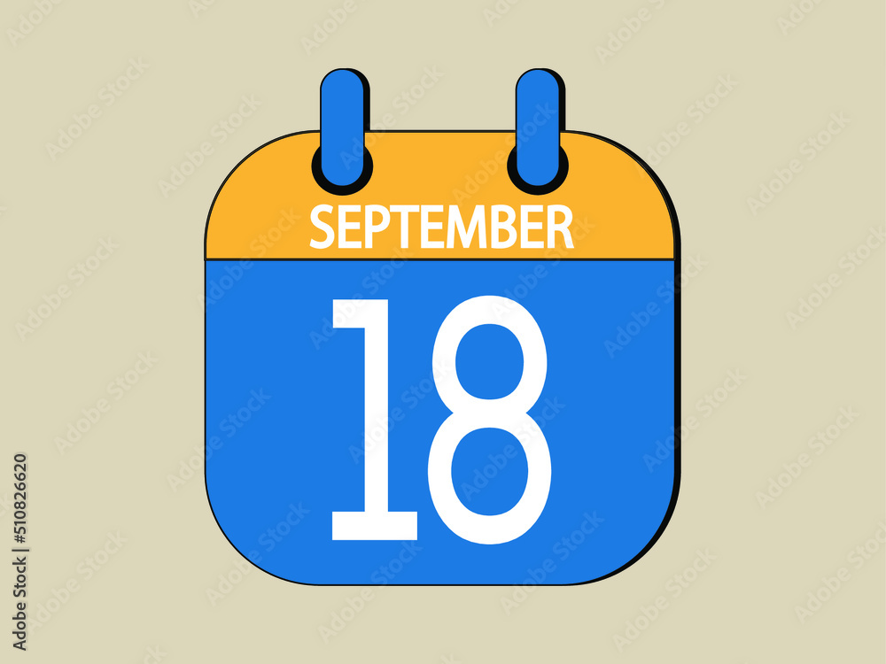 Day 18 september calendar template. Blue calendar for september days. Day 18 september calendar template. Blue calendar for september days.