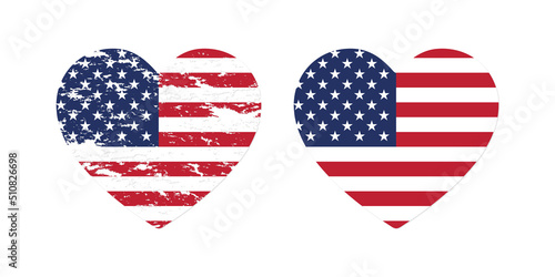 American Hearts Distressed USA flag I love America Independence Day of United States Heart Shape Flags