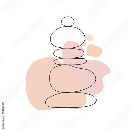 Zen stone in simple abstract doodle style vector illustration with shapeless forms, relax, meditation and yoga concept, boho colors stone pyramid for making banners, posters, cards, prints, wall art