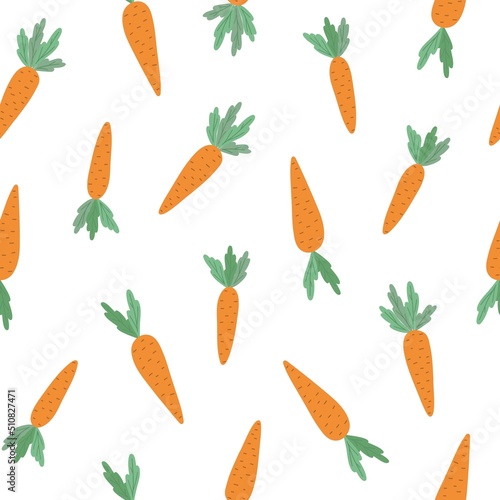 Wallpaper Mural Carrots seamless pattern, fresh vegetable vector illustration, healthy organic food concept, Easter holiday celebration element, vegan diet, farm products, harvest time decor for textile, gift paper Torontodigital.ca