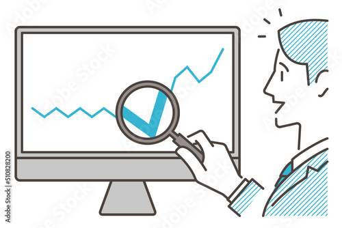 Male businessperson analyzing data [Vector illustration].