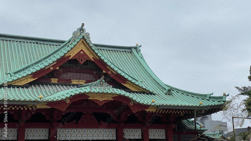 Precious details of the shrine of honorable location, “Kandamyojin” palace of Shinto worship, the location built in 1603.  shot taken on year 2022 June 14th