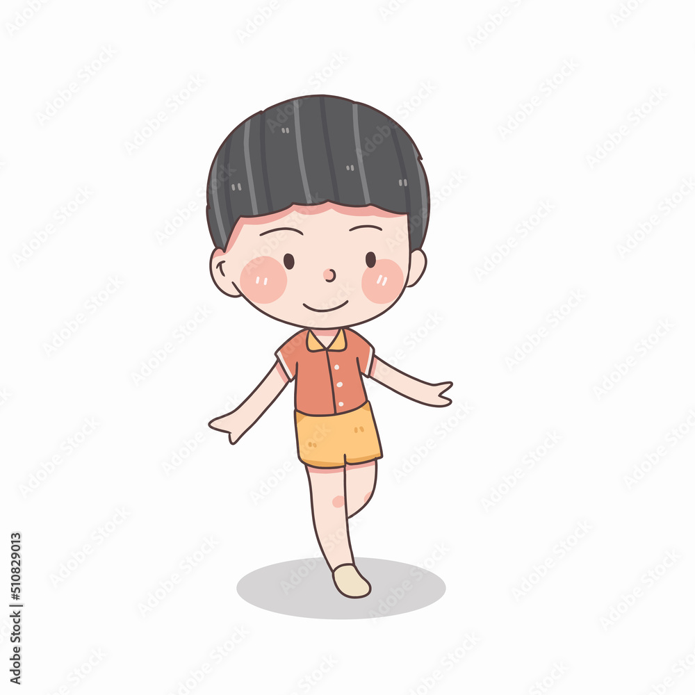 cute little boy walking, vector and illustration cute little boy walking, vector and illustration