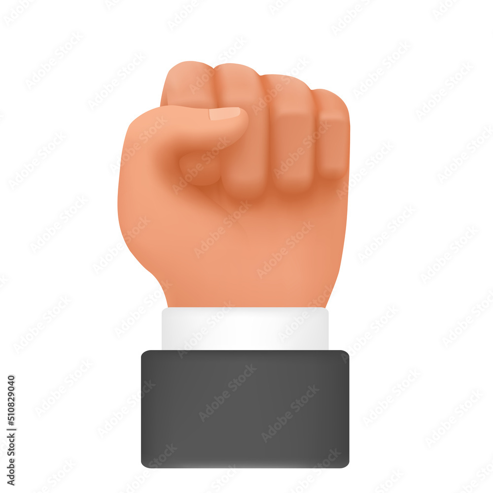 Human hand clenched fist showing power. Angry nonverbal communication