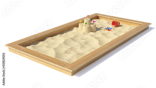 Sand pit children's playground on white background 3d rendering
