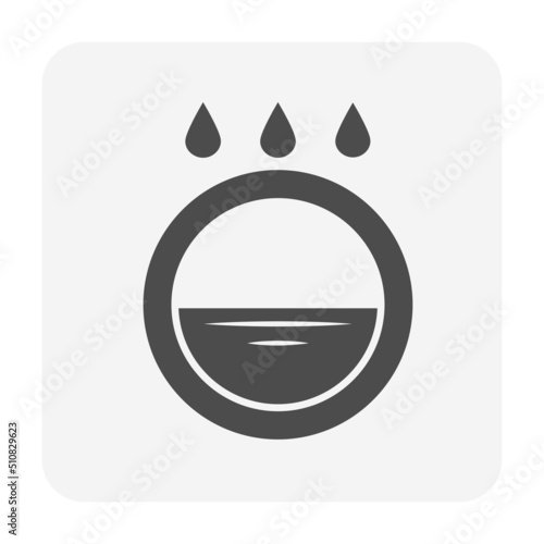 Rainwater run into sewer line vector icon consist of drain pipe or tunnel, rainfall, storm water or stormwater discharge runoff from road gutter in city. Concept of drainage system, sewage, cleaning.
